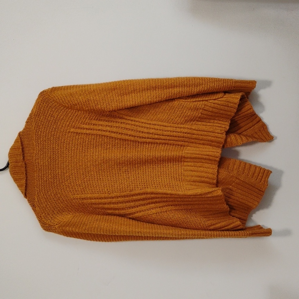 American Rag | Mustard Yellow Open-Front Asymmetrical Knit Cardigan | XS - Picture 3 of 5